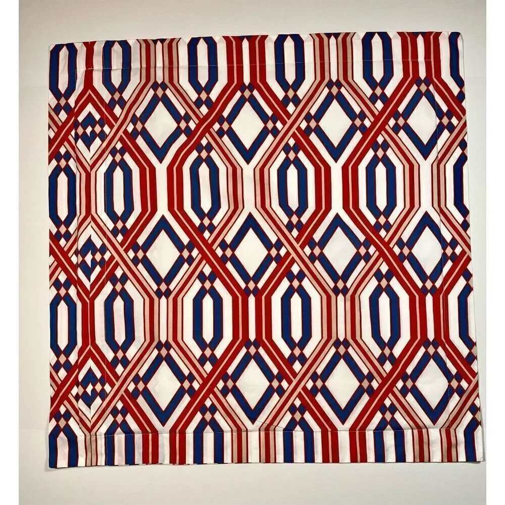 Pottery Barn Set of 2 Geometric Euro Square Pillow Shams Blue Orange EUC Bedroom